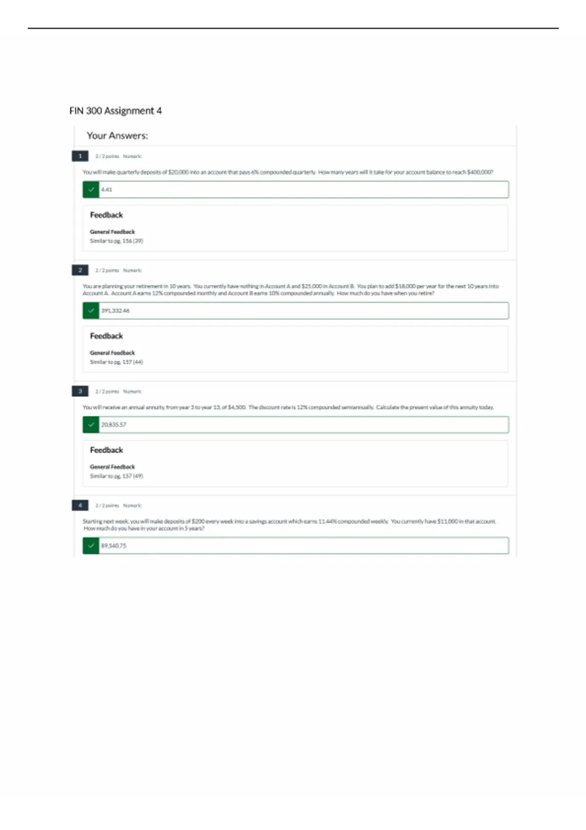 FIN 300 Assignment 4| Questions and answers | Updated | RATED A+|2026 ...