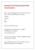 Nursing 231 Final Exam Questions With Correct Answers 