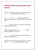 NUR 126 EXAM 2 practice questions with answers