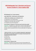 HESI Radiography Test 1 Questions and Correct Answers Graded A&plus;&vert; Latest Update 2026