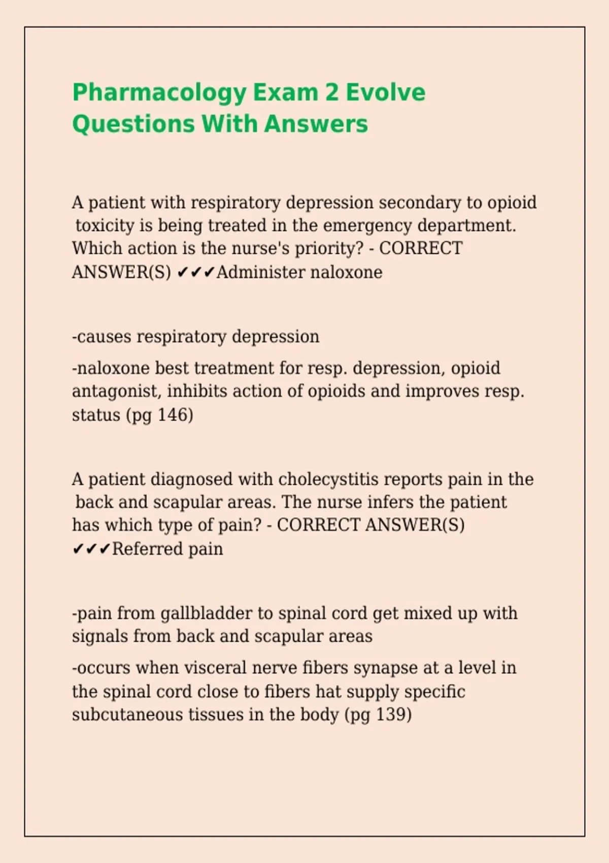 Pharmacology Exam 2 Evolve Questions With Answers - Advanced ...
