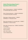 Galen Pharmacology Exam 1 Questions With Answers