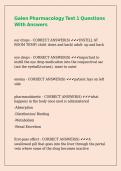 Galen Pharmacology Test 1 Questions With Answers