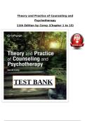 Complete Test bank &colon;Theory and Practice of Counseling and Psychotherapy 11th Edition by Corey &lpar;Chapter 1 to 15&rpar;&sol;Newest update 2026&sol;27Guaranteed pass 