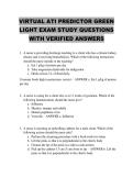 VIRTUAL ATI PREDICTOR GREEN  LIGHT EXAM STUDY QUESTIONS  WITH VERIFIED ANSWERS