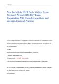 New York State EMT Basic Written Exam  Version 1 Newest 2026-2027 Exam  Preparation With Complete questions and  answers&comma; Exams of Nursing 