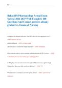 Relias RN Pharmacology Actual Exam  Newest 2026 2027 With Complete 100  Questions And Correct answers already  graded A&plus;&comma; Exams of Nursing