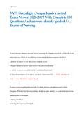 VATI Greenlight Comprehensive Actual  Exam Newest 2026-2027 With Complete 180  Questions And answers already graded A&plus;&comma;  Exams of Nursing