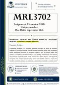 MRL3702 Assignment 2 &lpar;QUALITY ANSWERS&rpar; Semester 2 2026 