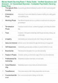 Mental Health Nursing Exam 1 Study Guide - Verified Questions and Answers - A&plus; Guaranteed Success - Complete Psychiatric Nursing Test Prep