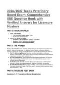 2026&sol;2027 Texas Veterinary Board Exam &lpar;SBE&rpar; Test Bank &vert; Verified Answers & Expert Rationale &vert; TBVME Jurisprudence
