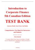 Test Bank &ndash; Introduction to Corporate Finance&comma; 5th Canadian Edition &ndash; Laurence Booth&comma; Sean Cleary&comma; & Ian Rakita &ndash; ISBN 9781119561583 &lpar;Full Chapters 1&ndash;24 Covered&rpar;