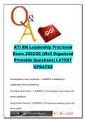 ATI RN Leadership Proctored Exam &ndash; 150 Questions and Answers on Delegation&comma; Client Rights&comma; Ethical Principles&comma; Disaster Triage &vert; 2025&ndash;2026