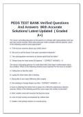 PEDS TEST BANK Verified Questions And Answers  With Accurate  Solutions&sol; Latest Updated  &lpar; Graded A&plus;&rpar;
