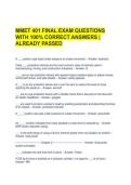 MMET 401 FINAL EXAM QUESTIONS WITH 100&percnt; CORRECT ANSWERS &vert; ALREADY PASSED