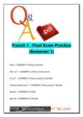 French 1 Final Exam Practice &ndash; 120 Questions and Answers on Greetings&comma; Basic Verbs&comma; Days of the Week &vert; Semester 1 French Language Study Guide &vert; 2025&ndash;2026