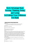 Test Bank Davis Advantage Basic Nursing&colon; Thinking&comma; Doing&comma; and Caring 3rd Edition by Treas & Wilkinson &ndash; Exam Questions & Answers
