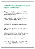 NAVTA Veterinary Assistant Test Review questions with answers