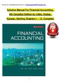 Financial Accounting&comma; 8th Canadian Edition&comma; Libby&comma; Hodge&comma; Kanaan & Sterling &ndash; Solution Manual