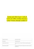 Autism and ABA Exam 1 with all Correct & 100&percnt; Verified Answers &vert;Latest Version &vert;Already Graded A&plus;