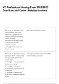 ATI Professional Nursing Exam 2025&sol;2026 Questions And Correct Detailed Answers