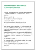 Prosthetics Mock CPM Exam Oral questions with answers
