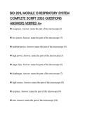 BIO 201L MODULE 13 RESPIRATORY SYSTEM COMPLETE SCRIPT 2026 QUESTIONS ANSWERS VERIFIED A&plus;