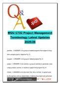 C722 Project Management Terminology &ndash; 150 Key Definitions on WBS&comma; Critical Path&comma; Agile&comma; Earned Value &vert; Western Governors University &vert; 2025&ndash;2026