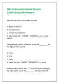 TN Life Insurance Exam Review &lpar;Questions&rpar; with answers