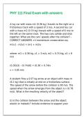 PHY 111 Final Exam with answers