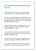 PHY 111 NAU Final Exam questions with answers
