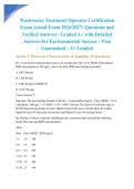 Wastewater Treatment Operator Certification Exam Actual Exam 2026&sol;2027&colon; Questions and Verified Answers &vert; Graded A&plus; with Detailed Answers for Environmental Success &ndash; Pass Guaranteed - A&plus; Graded