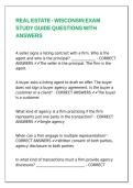 REAL ESTATE - WISCONSIN EXAM STUDY GUIDE QUESTIONS WITH ANSWERS