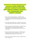 Construction Quality Management for  Contractors CQM-C EXAM PREP  2026&sol;2027 COMPLETE QUESTIONS  WITH VERIFIED CORRECT ANSWERS &vert;&vert;  100&percnt; GUARANTEED PASS  <NEWEST VERSION> 