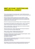 MMET 402 EXAM 1 QUESTIONS AND ANSWERS ALL CORRECT 