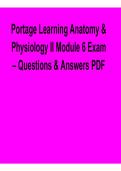 2025&sol; 2026 Portage Learning Anatomy & Physiology II Module 6 Exam Questions & Answers PDF with solution