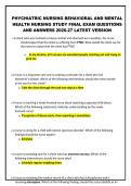 PHYCHIATRIC NURSING BEHAVIORAL AND MENTAL HEALTH NURSING STUDY FINAL EXAM
