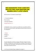 HESI RADIOGRAPHY STUDY GUIDE WITH PRACTICE FINAL EXAM QUESTIONS AND ANSWER