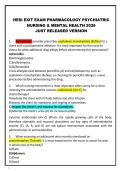 HESI EXIT EXAM PHARMACOLOGY PSYCHIATRIC NURSING & MENTAL HEALTH 