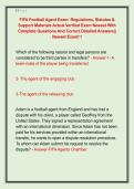 FIFA Football Agent Exam&colon; Regulations&comma; Statutes &  Support Materials Actual Verified Exam Newest With  Complete Questions And Correct Detailed Answers&vert;&vert;  Newest Exam&excl;&excl;&excl;