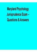 2025&sol; 2026 Maryland Psychology Jurisprudence Exam Questions & Answers with solution