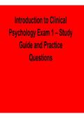 2025&sol; 2026 Introduction to Clinical Psychology Exam 1 Study Guide and Practice Questions with solution