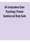 2025&sol; 2026 GA Jurisprudence Exam Psychology Practice Questions and Study Guide with solution