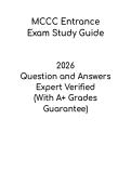 MCCC Entrance Exam Study Guide 2026 &vert; Practice and Review PDF