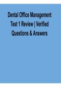 2025&sol; 2026 Dental Office Management Test 1 Review Verified Questions & Answers with solution