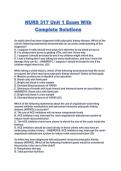 NURS 317 Unit 1 Exam With Complete Solutions