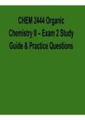 2025&sol; 2026 CHEM 2444 Organic Chemistry II &ndash; Exam 2 Study Guide & Practice Questions Complete with solution