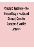 2025&sol; 2026 Chapter 2 Test Bank &ndash; The Human Body in Health and Disease Complete Questions & Verified Answers with solution