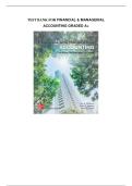 Test bank for Financial & Managerial Accounting with test questions and answers graded A&plus;