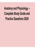 2025&sol; 2026 Anatomy and Physiology &ndash; Complete Study Guide and Practice Questions with solution